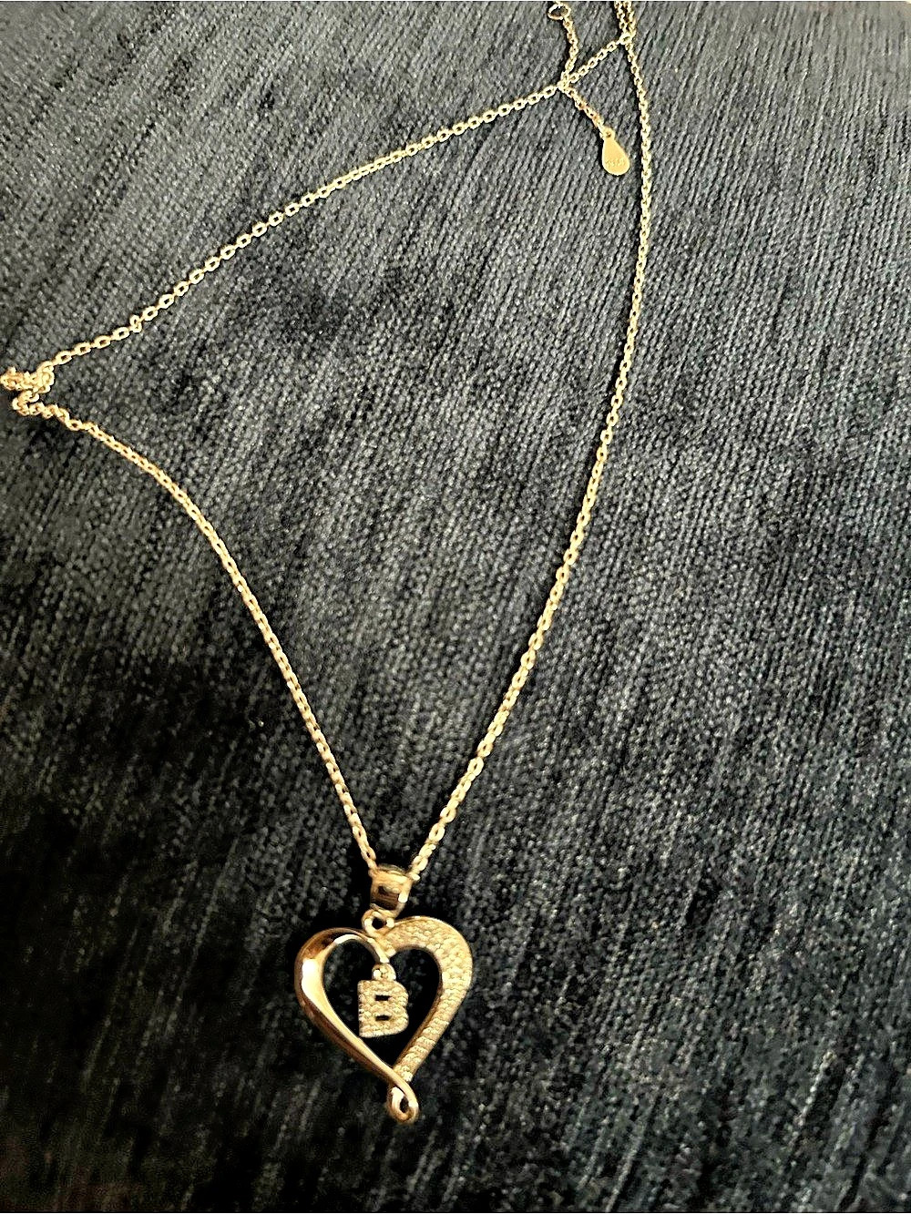 Heart Pendant Necklace with B initial